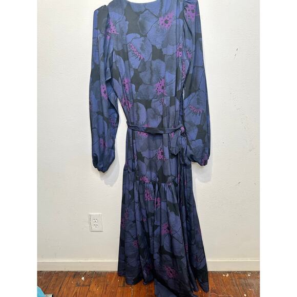 HUTCH Women's Purple Floral Wrap Long Sleeve Lima A-Line Dress Size Extra Large - Picture 11 of 15
